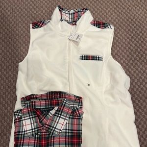 Brand new with tags Brooks Brothers winter white fleece vest and matching top